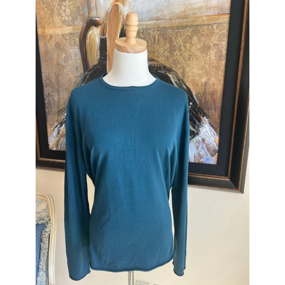 NWT CROSSLEY Long Sleeve Sweater in Teal L Made in Italy